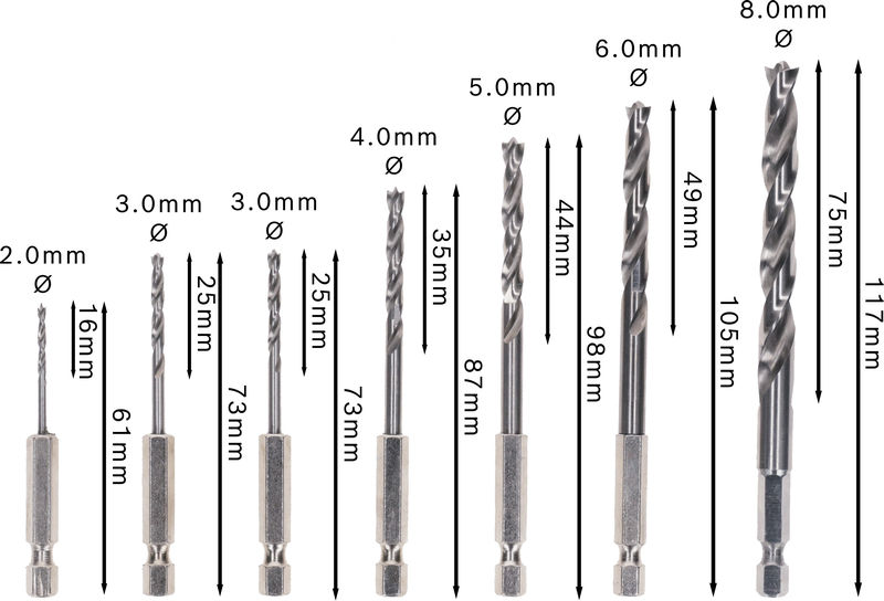 BOSCH 7-teiliges Holzspiralbohrer-Set, Robust Line, Sechskantschaft, 2–8 mm