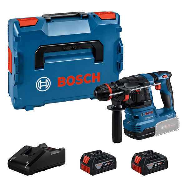 BOSCH Akku-Bohrhammer mit ONECHUCK GBH 18V-22 X, 2 x Akku GBA 18V 4.0Ah in L-BOXX 136