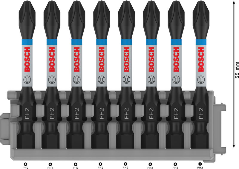 BOSCH PRO Phillips Impact Bit, PH2, 55 mm, 8-tlg. BOSCH PRO Phillips Impact Bit, PH2, 55 mm, 8-tlg.