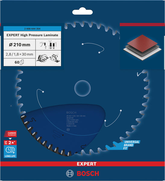 BOSCH EXPERT High Pressure Laminate Kreissägeblatt, 210x2,8/1,8x30 mm, Z60 BOSCH EXPERT High Pressure Laminate Kreissägeblatt, 210x2,8/1,8x30 mm, Z60