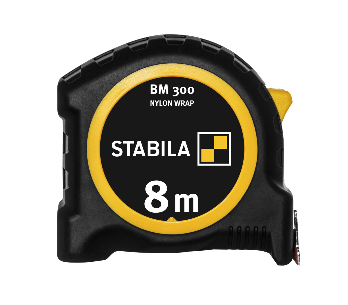 STABILA Taschenbandmaß BM 300, 8 m, Maßband mit doppelseitiger 1000er-Skala, metrisch, bruchsicheres PC/ABS-Gehäuse, SPIKES-Haken, Stahlband mit NYLON-WRAP-Ummantelung, Gürtel-Clip, MID-Genauigkeit STABILA Taschenbandmaß BM 300, 8 m, Maßband mit doppelseitiger 1000er-Skala, metrisch, bruchsicheres PC/ABS-Gehäuse, SPIKES-Haken, Stahlband mit NYLON-WRAP-Ummantelung, Gürtel-Clip, MID-Genauigkeit