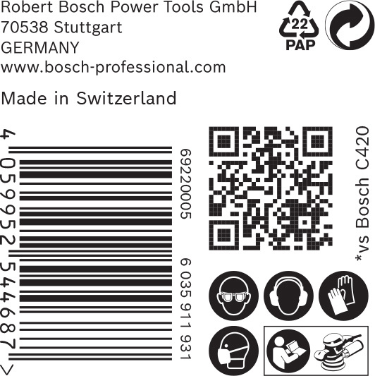 BOSCH EXPERT C470 Schleifscheibe, 125mm, K180, Multilochung, 50-tlg.