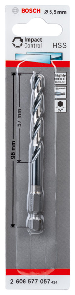 BOSCH HSS Spiralbohrer mit Sechskantschaft 5,5 mm