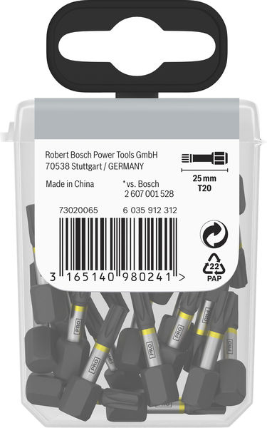 BOSCH PRO Torx Impact Bit, T20, 25 mm, Display, 10 x 25-tlg.