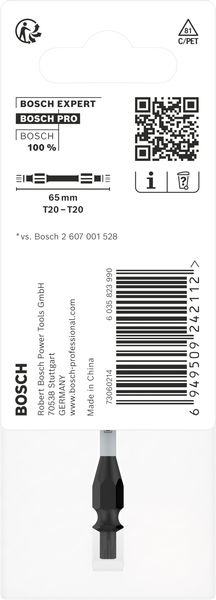 BOSCH PRO Impact Schrauberbit mit Doppelklingen und Pick and Click-Einsätzen, T20,65mm
