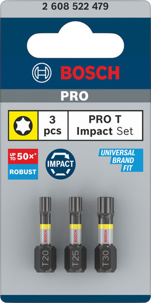 BOSCH PRO T Impact Bit Set, 25 mm, 3-tlg