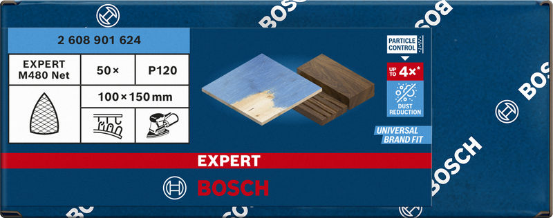BOSCH EXPERT M480 Schleifnetz, 100x150mm, K120, 50-tlg.