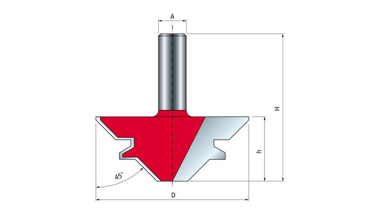 FREUD Gehrungsverleimfräser 45° Schaft 12 mm 45° x 23 (Winkel x Schnitthöhe) FREUD Gehrungsverleimfräser 45° Schaft 12 mm 45° x 23 (Winkel x Schnitthöhe)