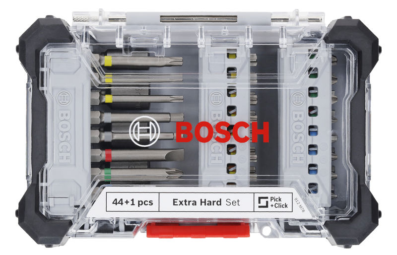 BOSCH Extra Hard Schrauberbit-Set, Auststeller, 44+1-tlg.