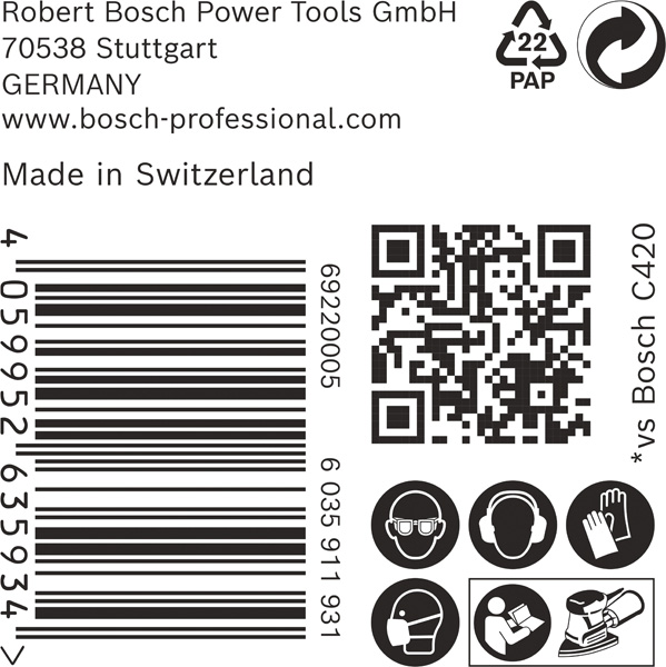BOSCH EXPERT C470 Schleifblatt, 100x150mm, K120, 7 Löcher, 50-tlg.