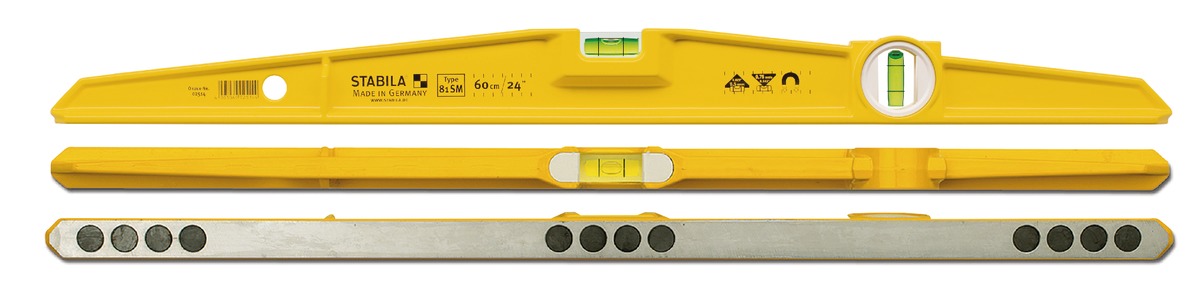 STABILA Magnet-Wasserwaage Type 81 SM , 40 cm, robustes Alu-Gussprofil, Ferrit-Magnetsystem, 1 Horizontal-Libelle, 1 Vertikal-Libelle, Made in Germany STABILA Magnet-Wasserwaage Type 81 SM , 40 cm, robustes Alu-Gussprofil, Ferrit-Magnetsystem, 1 Horizontal-Libelle, 1 Vertikal-Libelle, Made in Germany