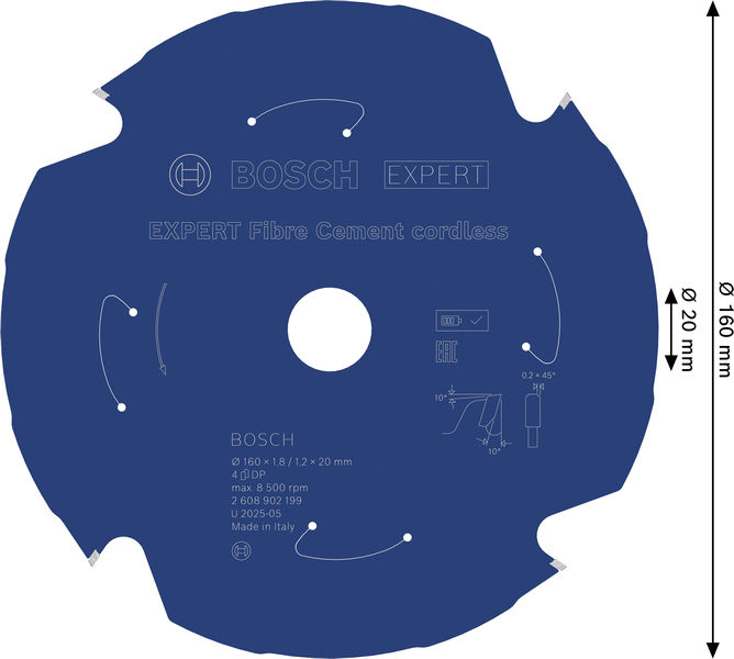 BOSCH EXPERT Fiber Cement Kreissägeblatt, 160x1,8x20 mm, Z4 BOSCH EXPERT Fiber Cement Kreissägeblatt, 160x1,8x20 mm, Z4