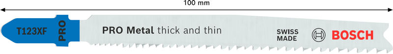 BOSCH PRO Metal thick and thin T123XF Stichsägeblatt, 100 mm, 25-tlg. BOSCH PRO Metal thick and thin T123XF Stichsägeblatt, 100 mm, 25-tlg.