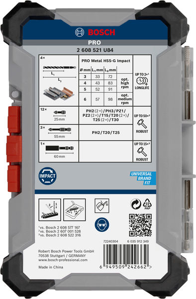BOSCH PRO Impact Schrauberbits und Metallbohrer Set, 20-tlg.