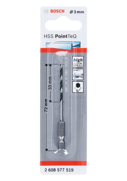 BOSCH HSS PointTeQ Sechskantbohrer 3 mm