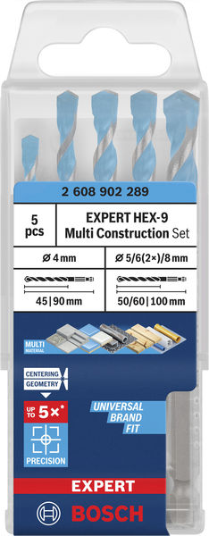 BOSCH EXPERT HEX-9 Multi Construction Bohrer-Set, D= 4 / 5 / 6 / 6 / 8 mm, 5-tlg. BOSCH EXPERT HEX-9 Multi Construction Bohrer-Set, D= 4 / 5 / 6 / 6 / 8 mm, 5-tlg.