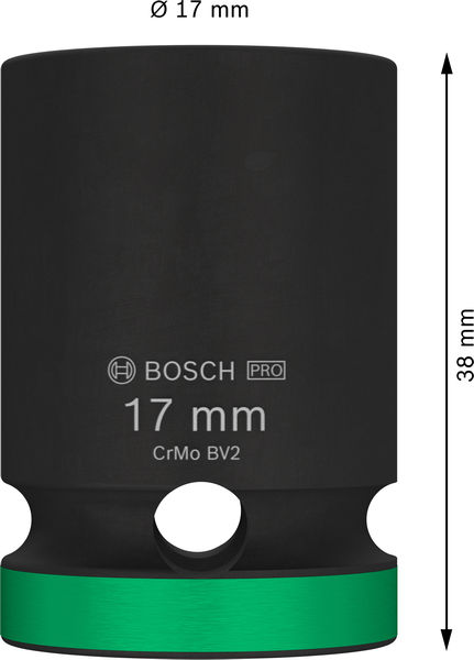 BOSCH PRO Impact Steckschlüsselsatz, 1/2", 17 mm, Standard BOSCH PRO Impact Steckschlüsselsatz, 1/2", 17 mm, Standard