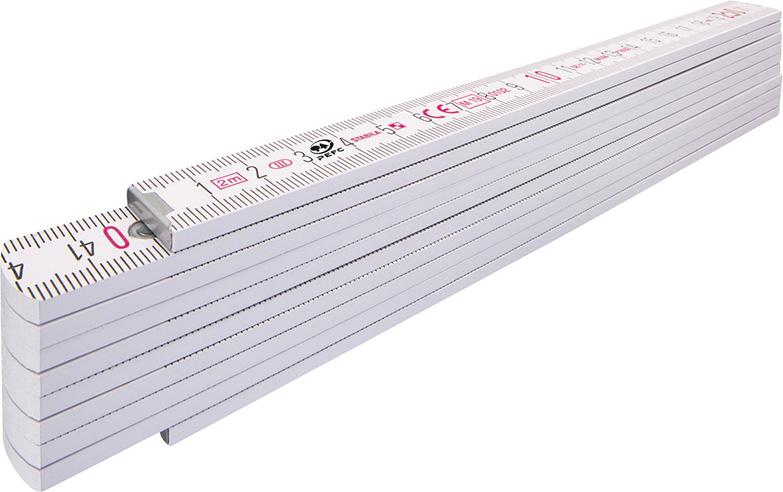 STABILA Zollstock Type 1407, 2 m, weiß, metrische Skala, Winkelfunktion, Meterstab aus PEFC-zertifiziertem Holz, Stahlblechgelenke mit integrieter Stahlfeder