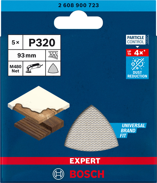 BOSCH EXPERT M480 Schleifnetz, 93x93mm, K320, 5-tlg. BOSCH EXPERT M480 Schleifnetz, 93x93mm, K320, 5-tlg.