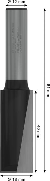 BOSCH PRO Nutfräser, zweischneidig, Ø 18 x L 40, Schaft 12 mm