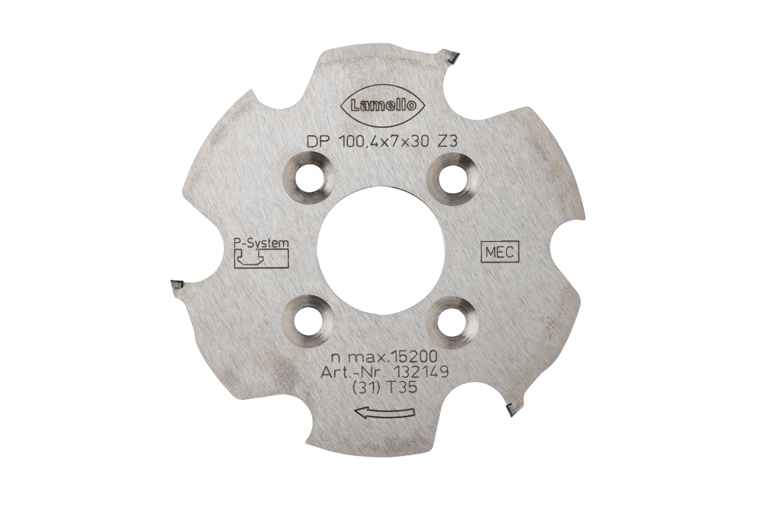 LAMELLO P-System Nutfräser CNC, DP, linkslaufend, Ø100.4x7xØ30 mm, Z3, NL 4xØ6.6xØ48 mm LAMELLO P-System Nutfräser CNC, DP, linkslaufend, Ø100.4x7xØ30 mm, Z3, NL 4xØ6.6xØ48 mm