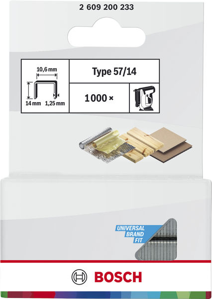 BOSCH Flachdrahtklammer Typ 57, 10,6 x 1,25 x 14 mm, 1000er-Pack