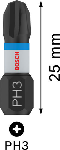 BOSCH PRO Phillips Impact Bit, PH3, 25 mm, 2-tlg.