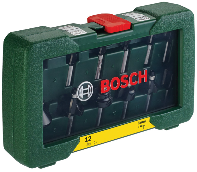 BOSCH 12-teiliges HM-Fräser-Set (8 mm Schaft)