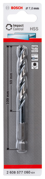BOSCH HSS Spiralbohrer mit Sechskantschaft 7,0 mm