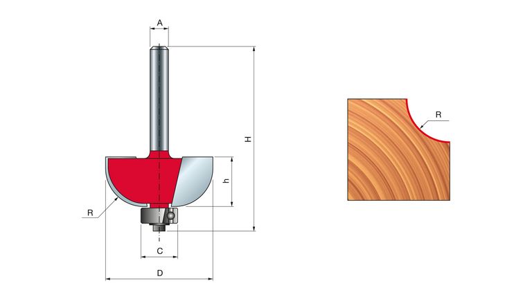 FREUD Hohlkehlfräser 8 mm 12,7 (Radius)