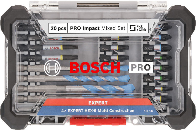 BOSCH PRO Impact Schrauberbits und Multi Construction Bohrer Set, 20-tlg.