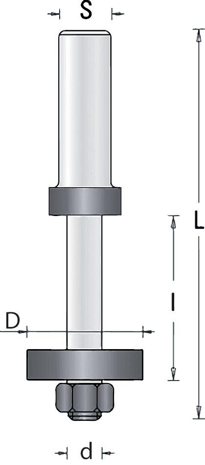 GUHDO Aufnahmedorn einteilig mit Anlauflager D16 d8 S8 GUHDO Aufnahmedorn einteilig mit Anlauflager D16 d8 S8