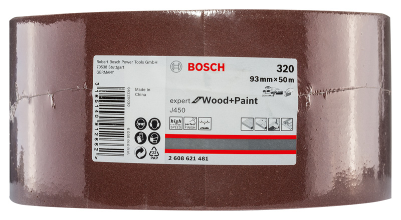 BOSCH Schleifblatt J450 Expert for Wood and Paint, 93 mm x 50 m, G320 BOSCH Schleifblatt J450 Expert for Wood and Paint, 93 mm x 50 m, G320