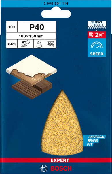 BOSCH EXPERT C470 Schleifblatt, 100x150mm, K40, 7 Löcher, 10-tlg.