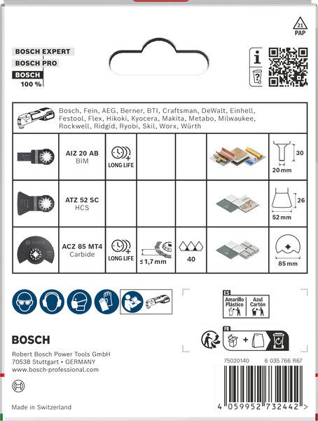 BOSCH Fliesen-Blatt--Set für oszillierende Multifunktionswerkzeuge, 3-tlg. BOSCH Fliesen-Blatt--Set für oszillierende Multifunktionswerkzeuge, 3-tlg.
