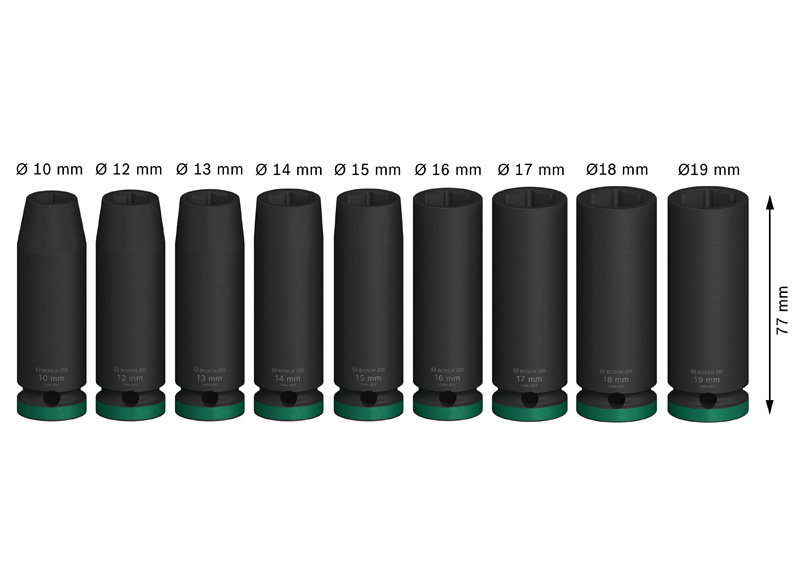 BOSCH PRO Impact Steckschlüsselsatz Set, 1/2", tief, 9-tlg. BOSCH PRO Impact Steckschlüsselsatz Set, 1/2", tief, 9-tlg.