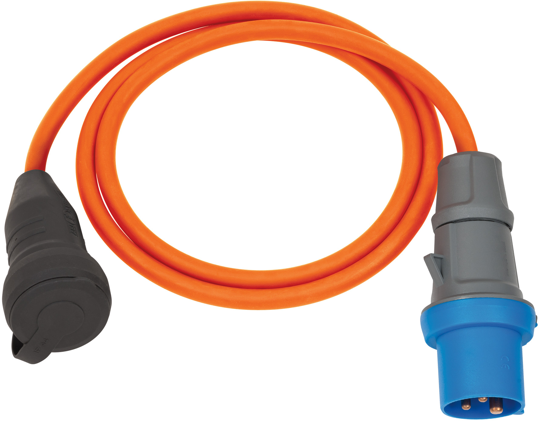 BRENNENSTUHL Brennenstuhl Camping Adapterkabel / CEE-Adapter mit CEE-Stecker und Schutzkontakt-Kupplung (1,5m Kabel in orange, H07RN-F 3G2,5, 230V/16A, für ständigen Einsatz im Außenbereich IP44, Made in Germany)