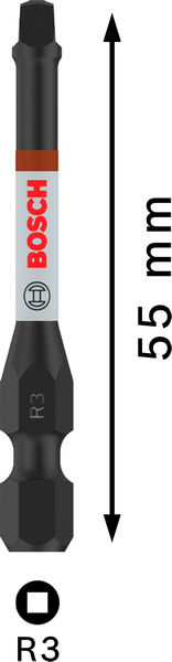 BOSCH PRO Robertson Impact Bit, R3, 55 mm, 2-tlg.