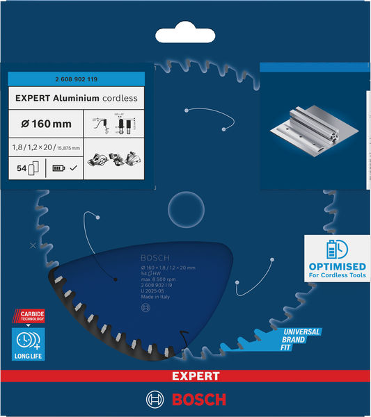 BOSCH EXPERT Aluminium Kreissägeblatt, 160x20 mm, Z54 BOSCH EXPERT Aluminium Kreissägeblatt, 160x20 mm, Z54