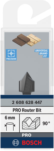 BOSCH PRO V-Nutfräser, 90° x Ø 12,7, Schaft 6 mm BOSCH PRO V-Nutfräser, 90° x Ø 12,7, Schaft 6 mm