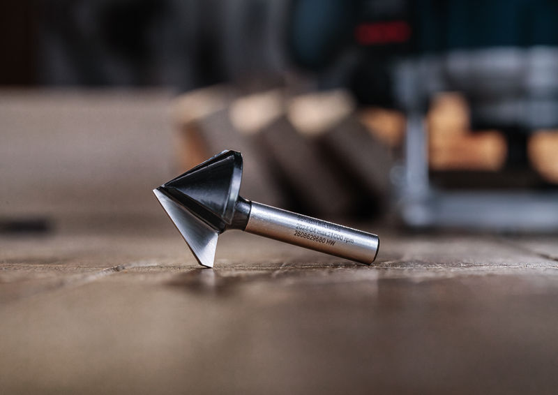 BOSCH PRO V-Nutfräser, 90° x Ø 3/8?, Schaft 1/4?