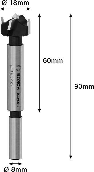 BOSCH EXPERT Laminated Wood Scharnierlochbohrer, 18 x 60 x 90 mm
