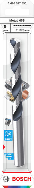 BOSCH Metal HSS Spiralbohrer, 9 x 81 x 125 mm, CYL-Schaft