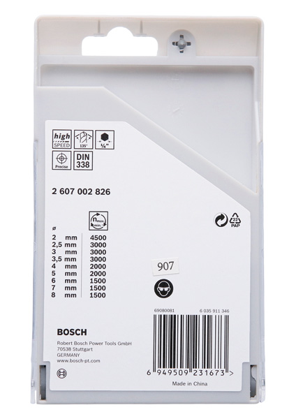 BOSCH HSS PointTeQ Sechskantbohrer-Set, 9-tlg., 2-8 mm
