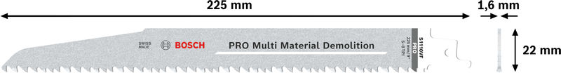 BOSCH PRO Multi Material Demolition S1110VF Säbelsägeblatt, 1,6 x 22 x 225 mm, 2-tlg.