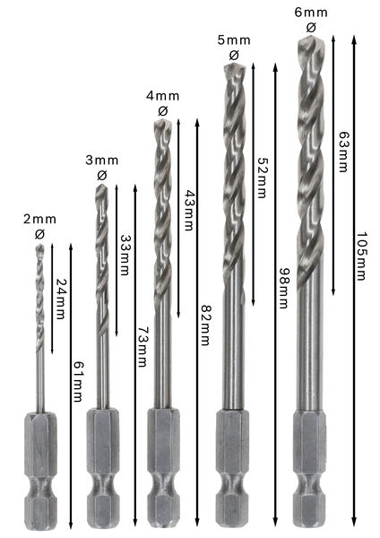 BOSCH PRO Metal HSS-G Hex Spiralbohrer Set, 5-tlg.