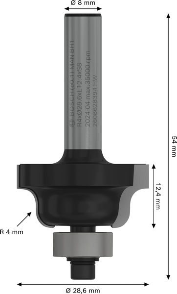 BOSCH PRO Profilfräser klassisch, R 4, Schaft 8 mm BOSCH PRO Profilfräser klassisch, R 4, Schaft 8 mm