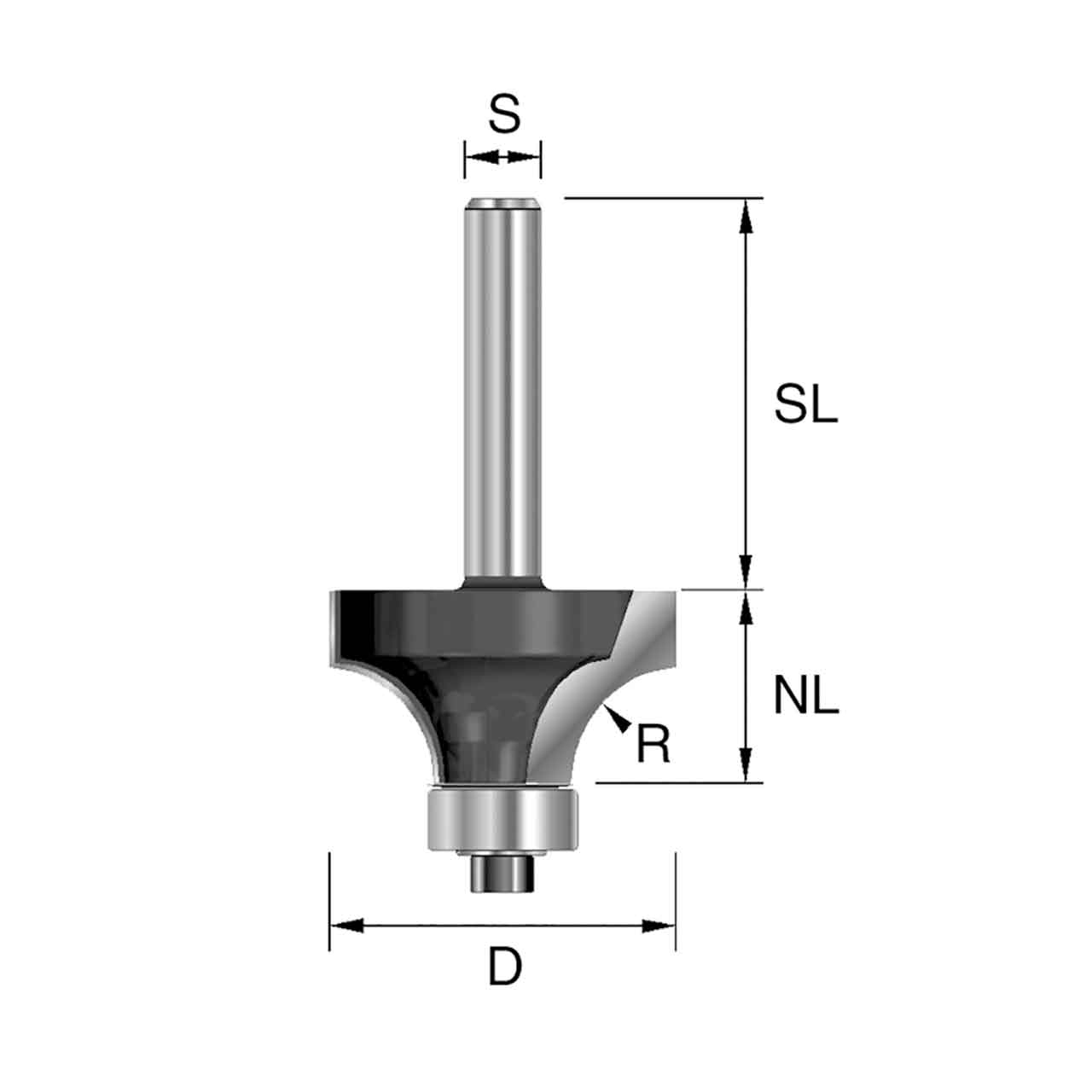 BRÜCK HW-Abrundfräser m.Kugellager Typ 300 Z2 D=18,7mm,NL=9,5mm,S=8x32mm,R=3mm BRÜCK HW-Abrundfräser m.Kugellager Typ 300 Z2 D=18,7mm,NL=9,5mm,S=8x32mm,R=3mm