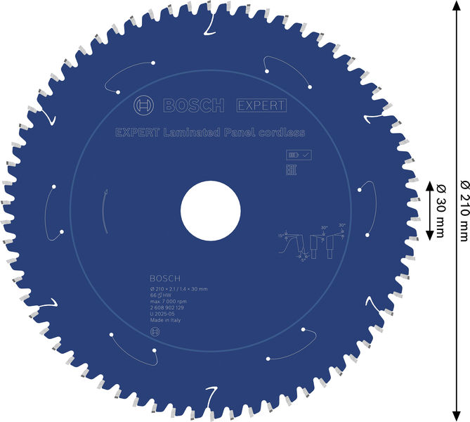 BOSCH EXPERT Laminated Panel Kreissägeblatt, 210x2,1x30 mm, Z66