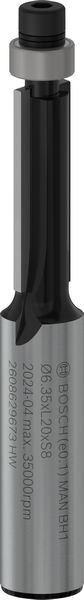 BOSCH PRO Bündigfräser mit untenliegendem Führungskugellager, Ø6,35 x L20, Schaft 8 mm